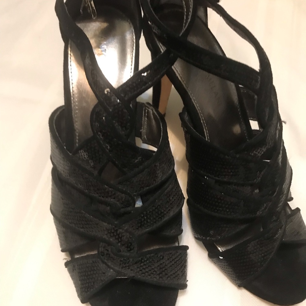 Antonio Melani Black Sequin Heels, Size 7, NWOT